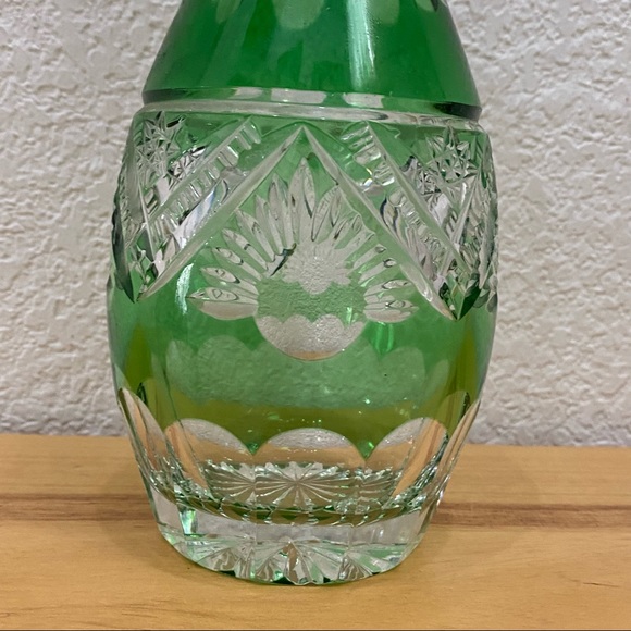 Vintage Handarbeit Nachtmann Bleikristall Bohemian Green Cut to Clear Decanter - Picture 7 of 13